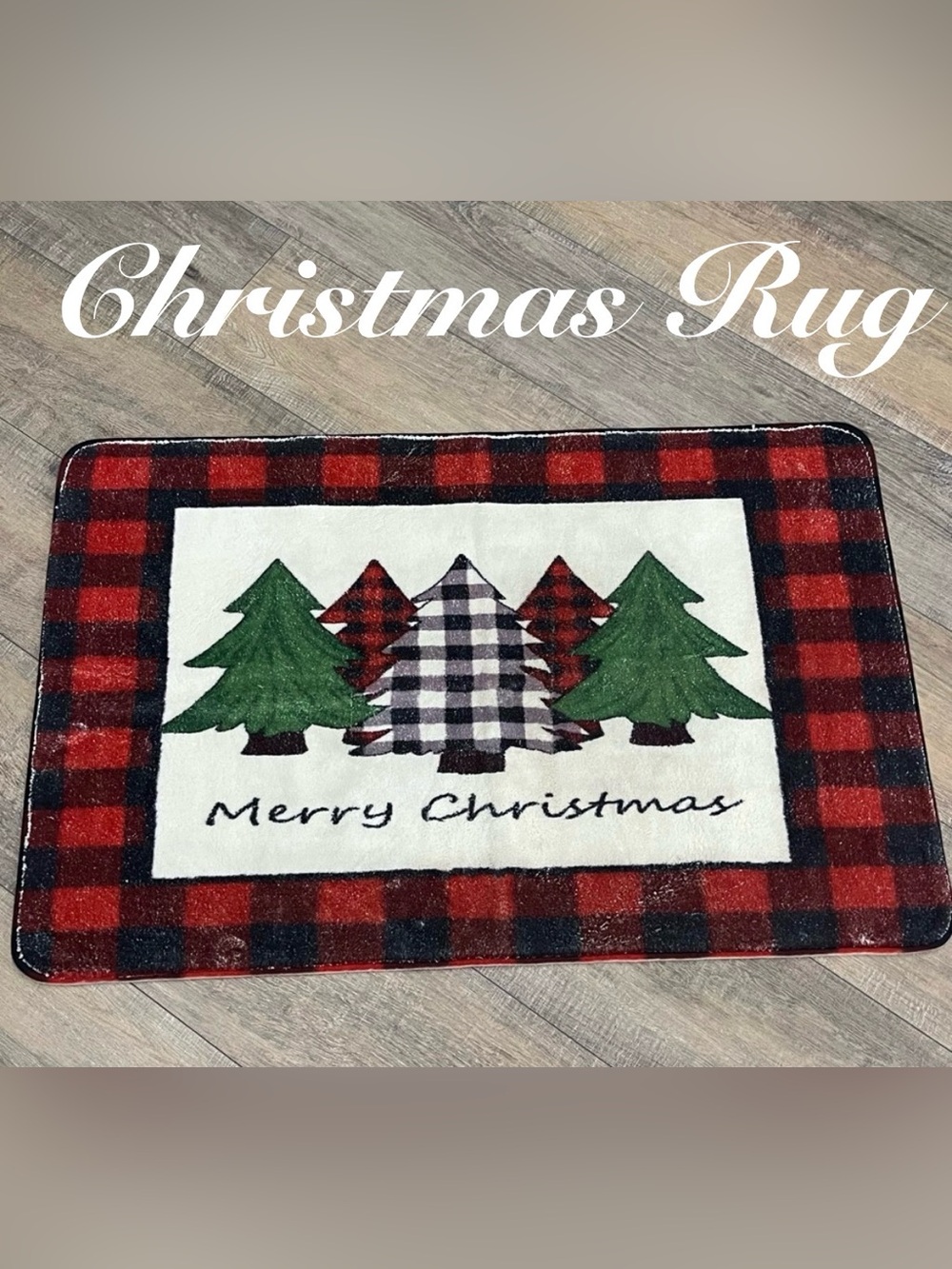 Plaid Christmas Tree Rug ~Like New ~Size 23”x35.5”